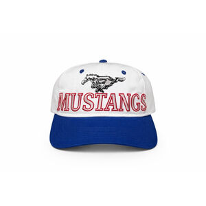 Vtg 90s Ford Mustang “Mustangs” Snapback Hat White/Blue Official Licensed USA